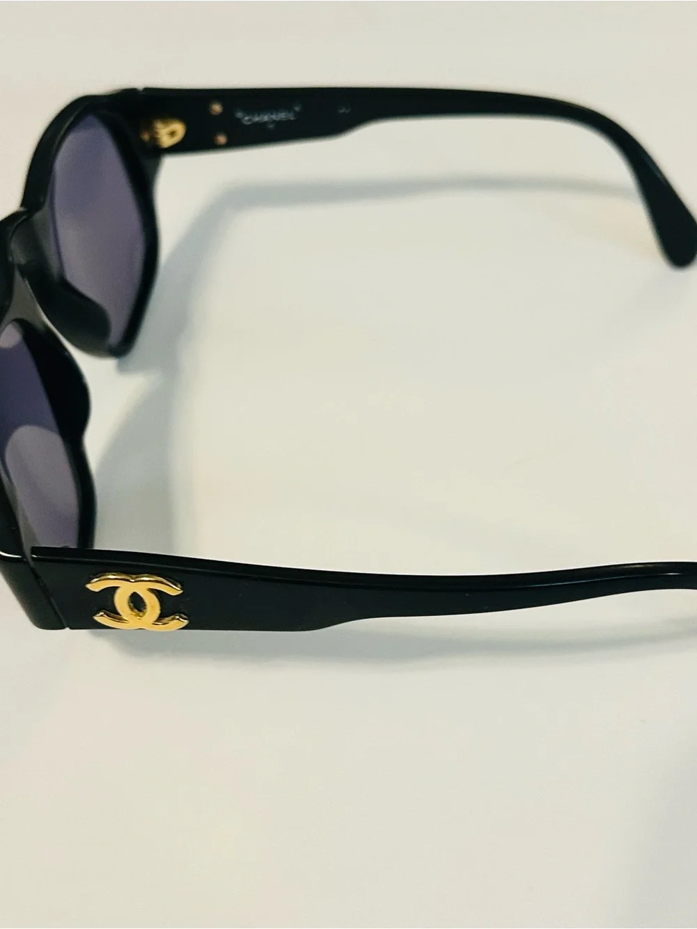 VINTAGE Chanel 01452 Black & Gold CC Logo Sunglasses - Rare 90s Ex Condition